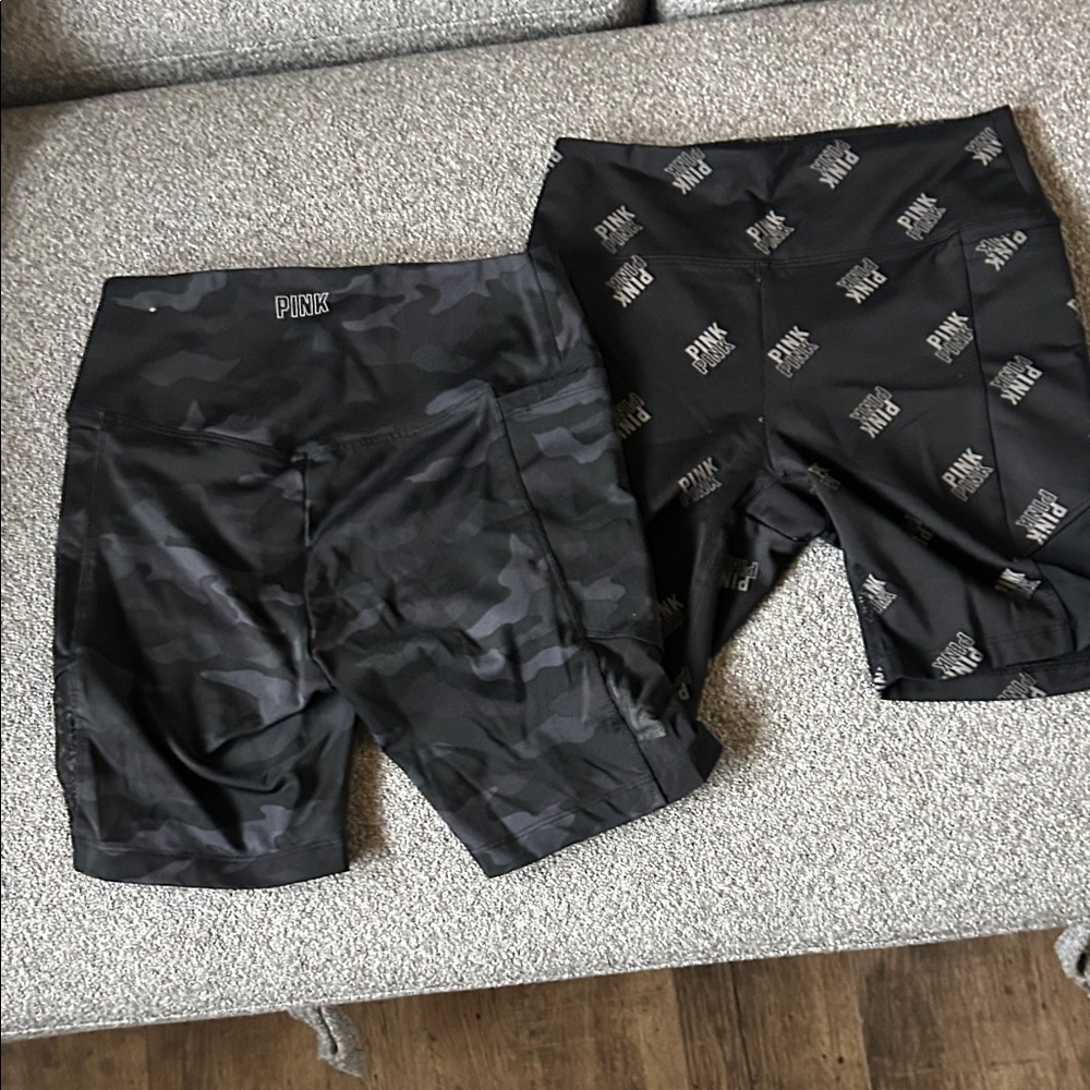 PINK Victoria's Secret Black Camo and Logo Athletic Shorts